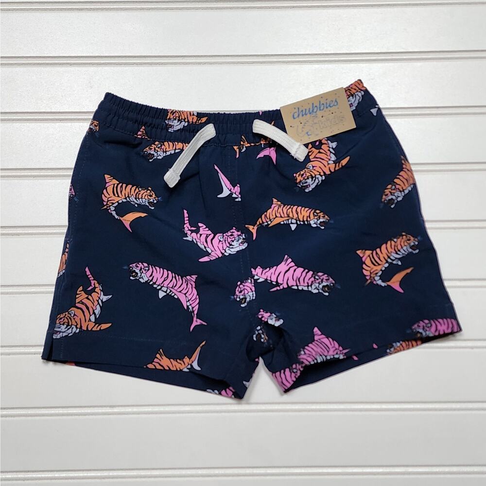 NWT Chubbies The Lil King of the Seas Toddler Swim Trunks Size 3T Navy